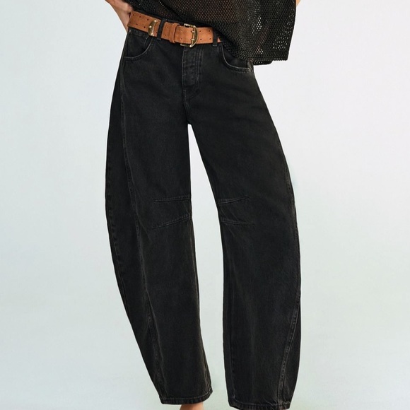 Free People We The Free Good Luck Barrel Jeans Black - Picture 2 of 13
